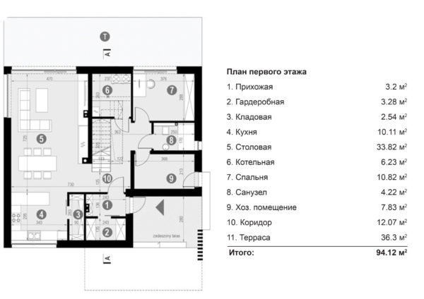 План первого этажа жилого дома